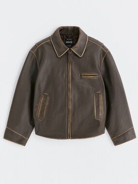 Mango Oversized Worn Effect Leather Jacket Allsaints Zara